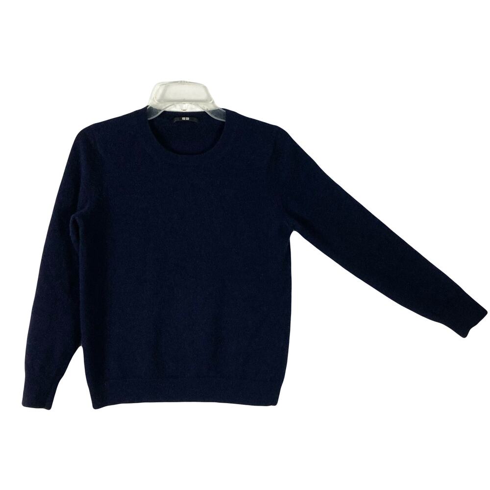 Nwot UNIQLO Sweater Women ~S Navy-Blue 100% Cashmere Crewneck Long Sleeve Ribbed